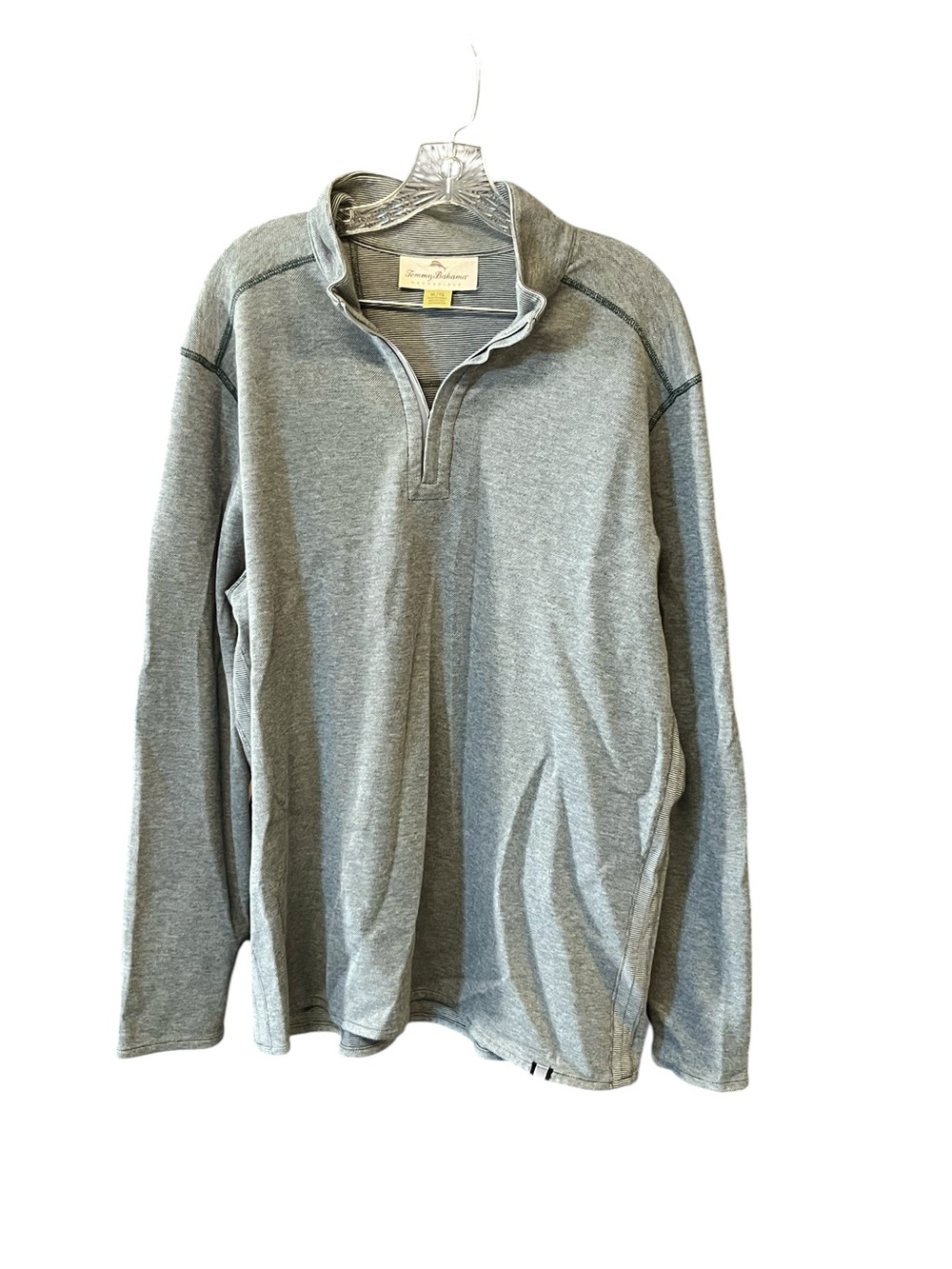 Tommy Bahama Reversible 1/4 Zip Pullover XL green Cotton Blend Sweater